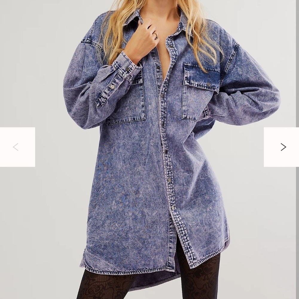 Free People Denim Blue Shirt Dress